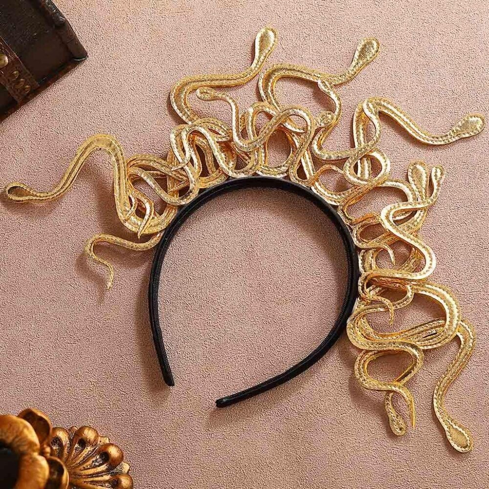 Medusa Snake Headband Gold Goddess Hair Accessory for Halloween Raves Festivals - Picture 2 of 7